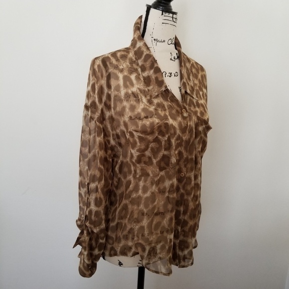 Free People Leopard Print Sheer Blouse - Picture 4 of 8